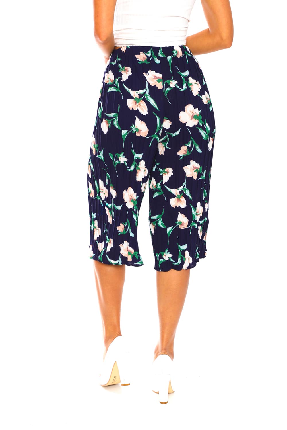Floral Print Pants with Green Leaves - 3