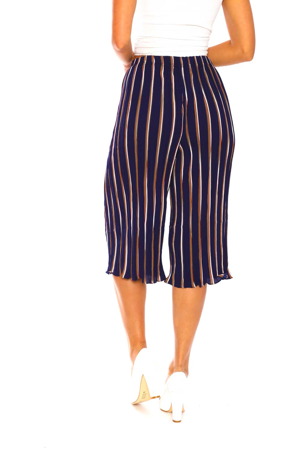 Pleated Pants with Multi Color Stripes - 4