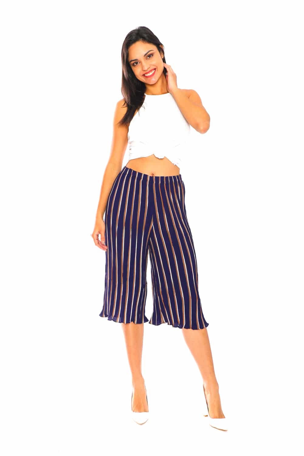 Pleated Pants with Multi Color Stripes - 3