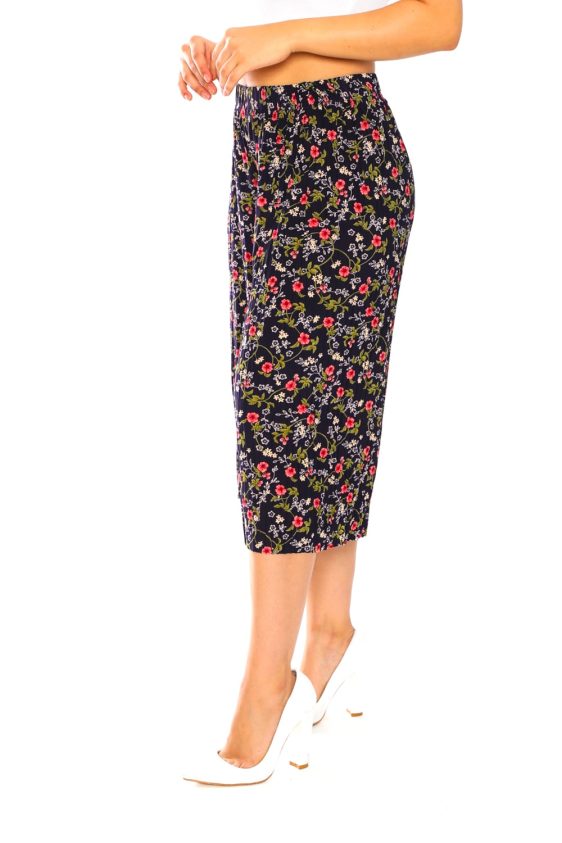 Floral Print Pants with Elastic Waistband - 4