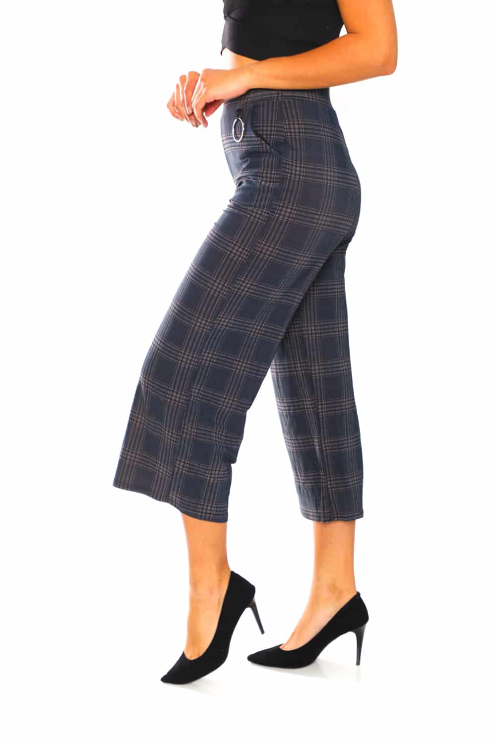 Below Knee Length Culotte Pants with Pockets - 3