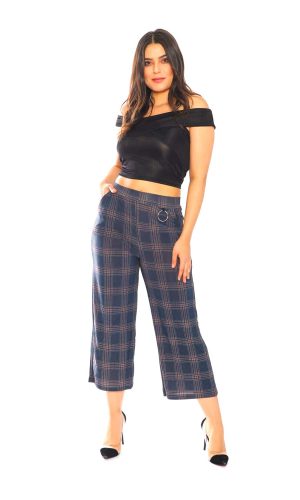 Below Knee Length Culotte Pants with Pockets