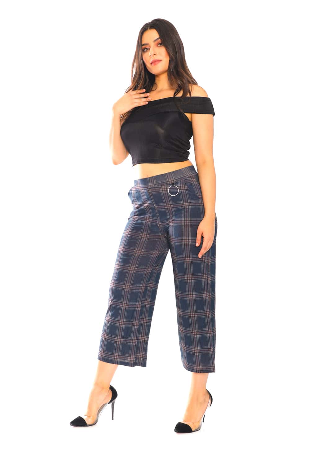 Below Knee Length Culotte Pants with Pockets