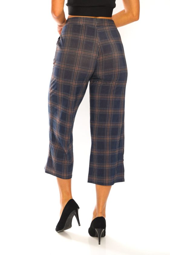Plaided Wide Check Print Pants - 5