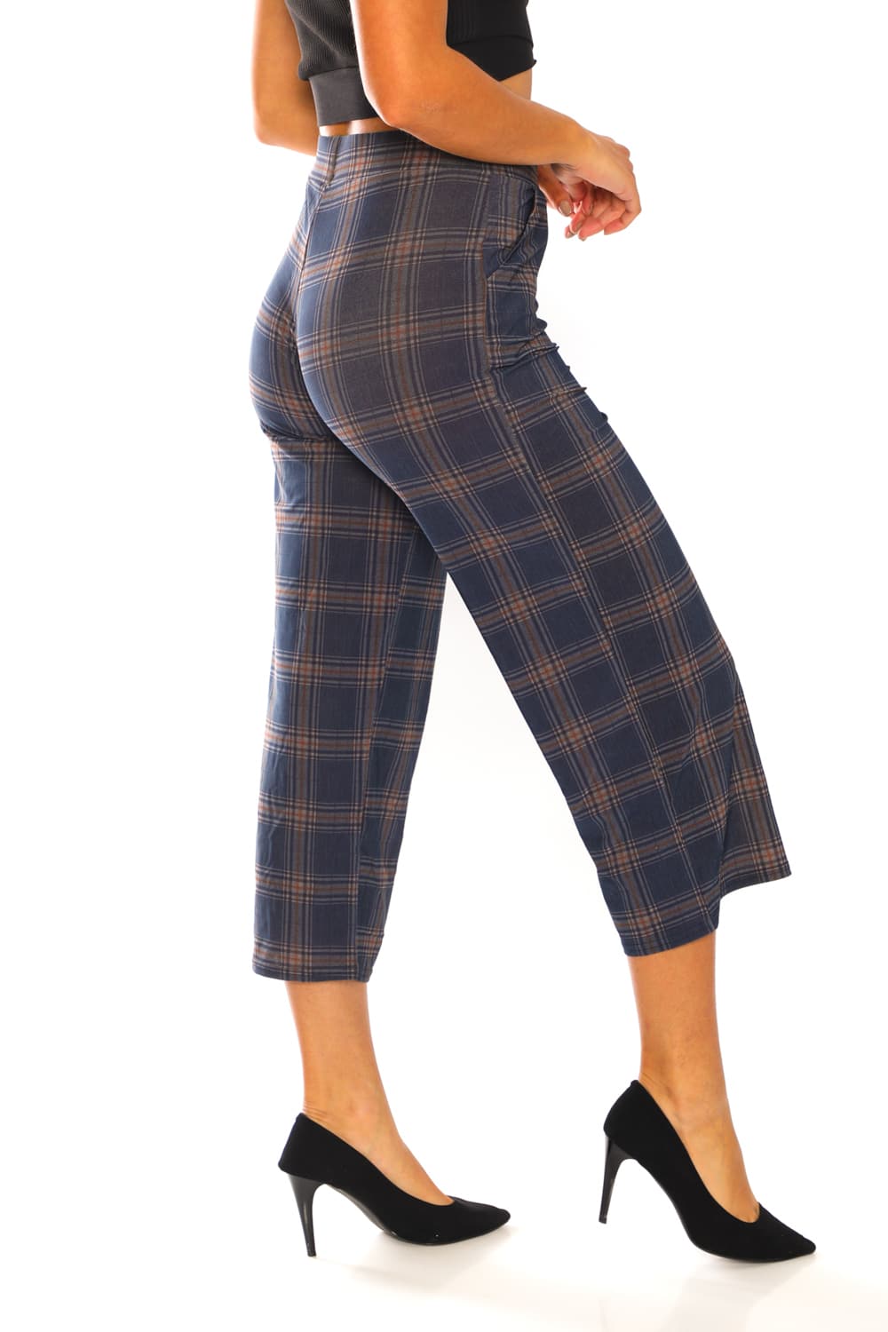 Plaided Wide Check Print Pants - 1