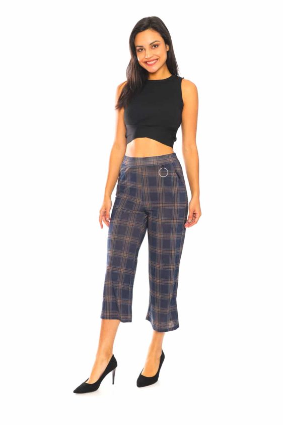 Plaided Wide Check Print Pants - 2