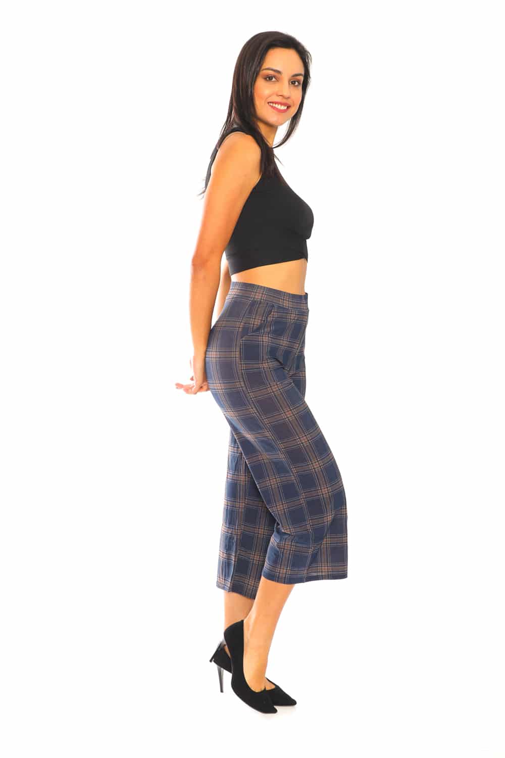 Plaided Wide Check Print Pants - 3