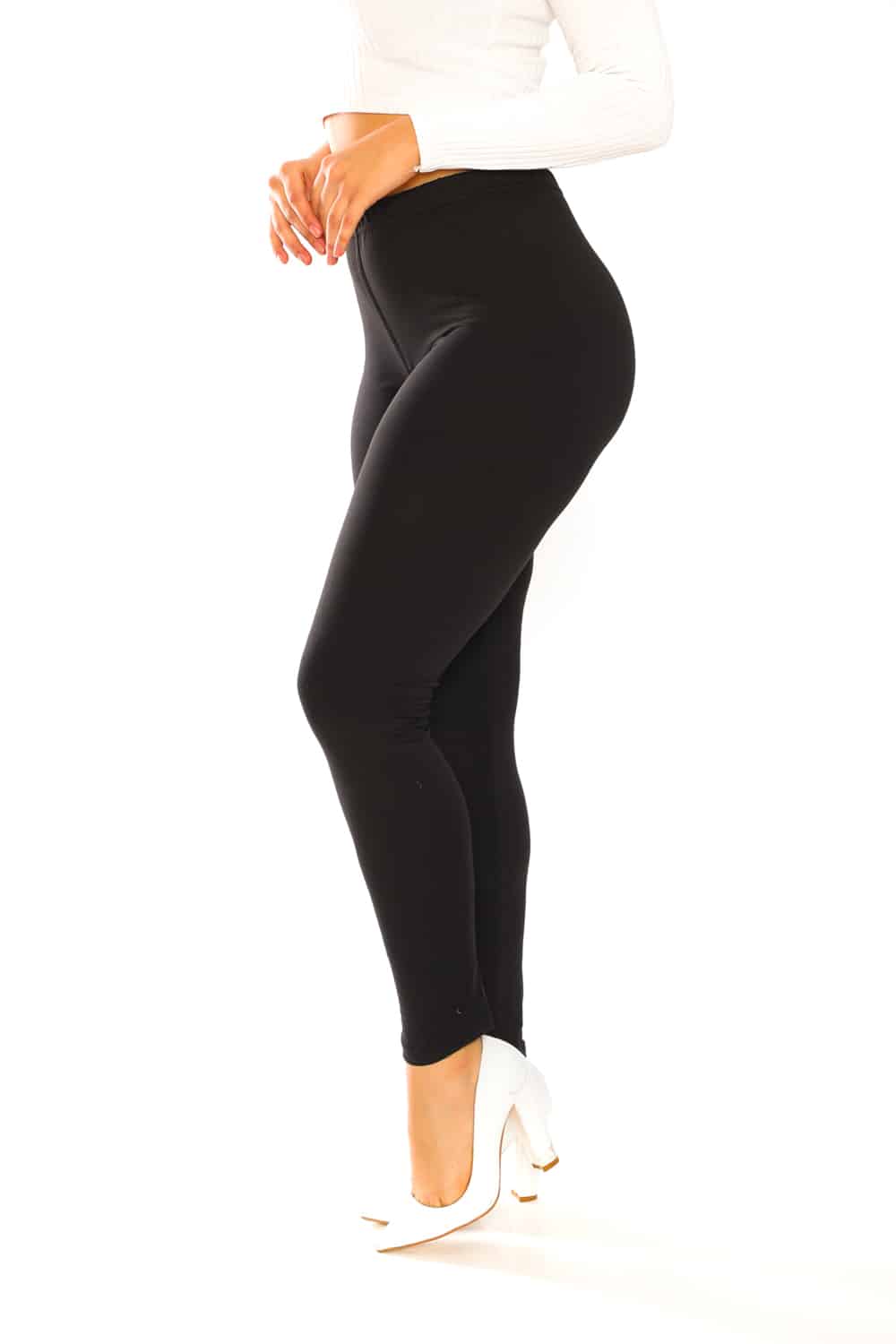  Solid High Waist Leggings (Color : Black, Size : Small