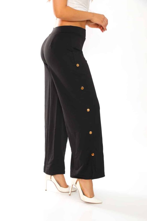 Women's Solid Side Button Trim Pants - 10