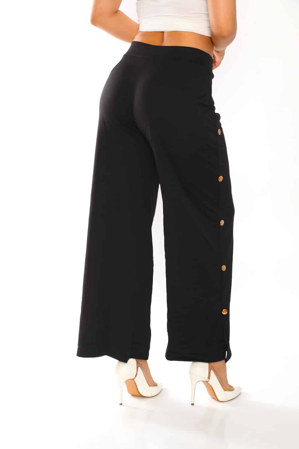 Women's Solid Side Button Trim Pants - 11