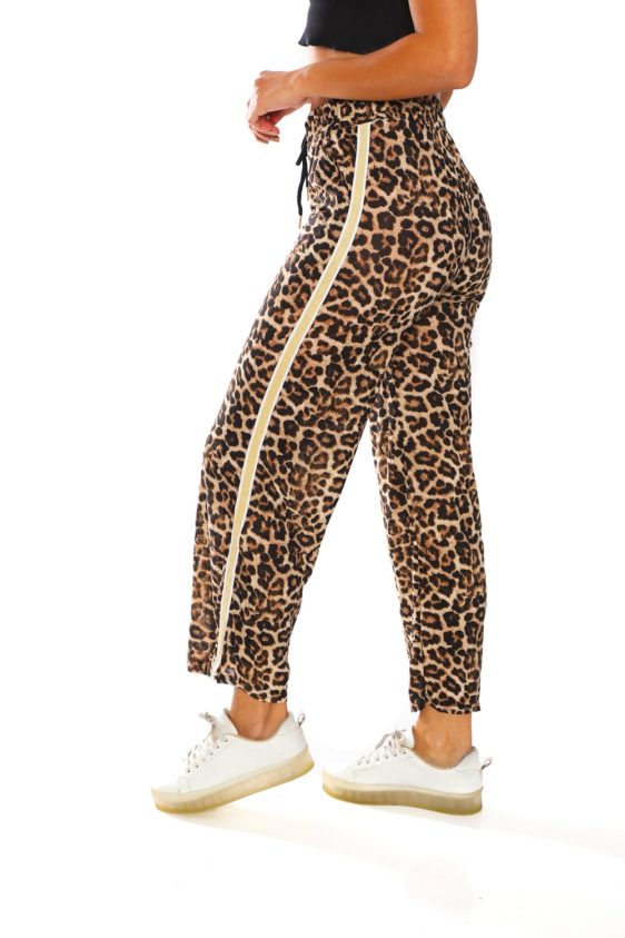 Women's Leopard Print Wide Pants - 4