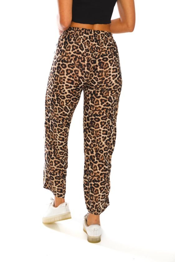 Women's Leopard Print Wide Pants - 5