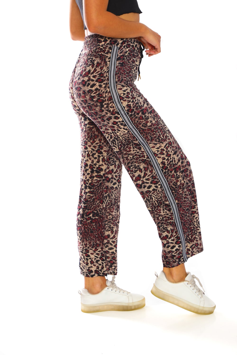 Women's Side Tape Leopard Pants - 1