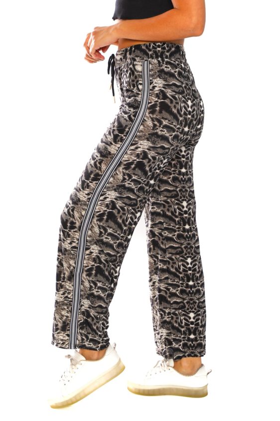 Women's Side Tape Leopard Print Wide Pants - 4