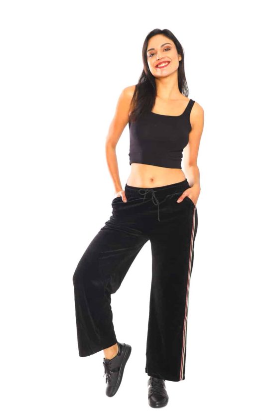 Women's Side Taping Velour Wide Pants - 16