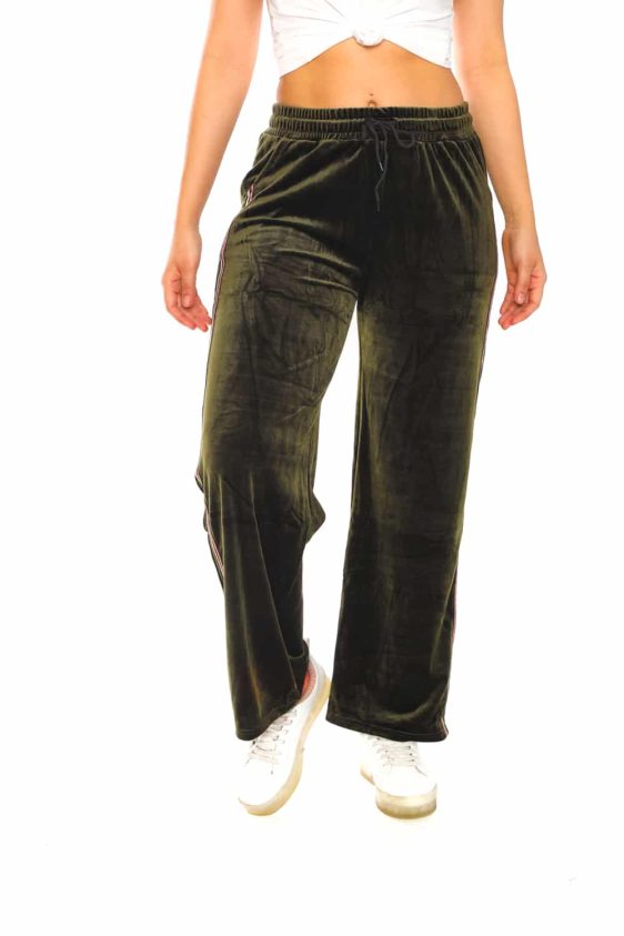 Women's Side Taping Velour Wide Pants - 17