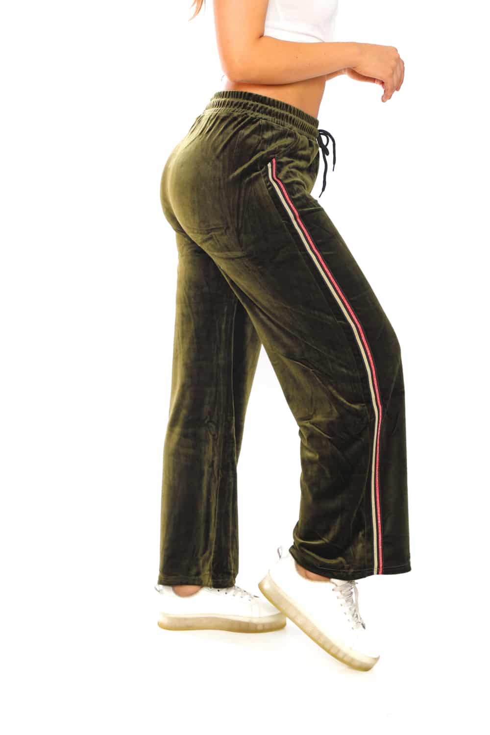 Women's Side Taping Velour Wide Pants - 17