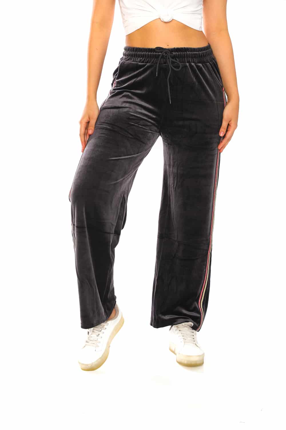 Women's Side Taping Velour Wide Pants - 24