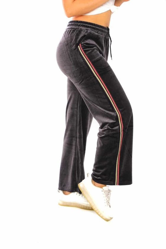 Women's Side Taping Velour Wide Pants - 26