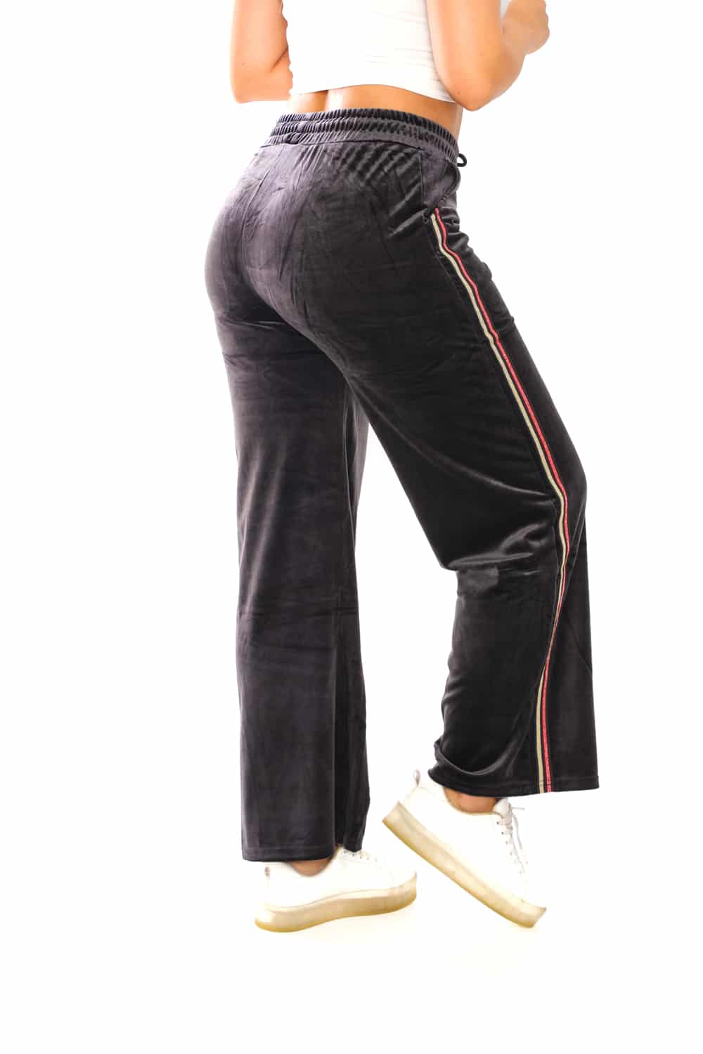 Women's Side Taping Velour Wide Pants - 26