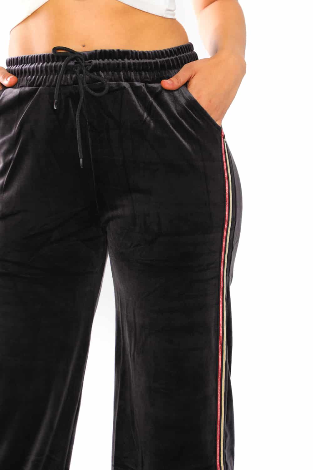 Women's Side Taping Velour Wide Pants - 28