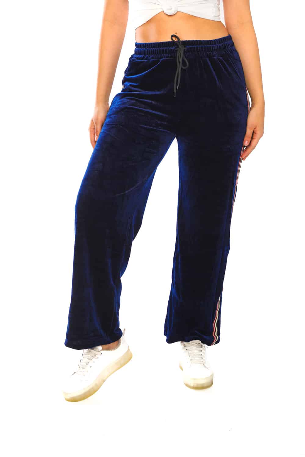 Women's Side Taping Velour Wide Pants - 32