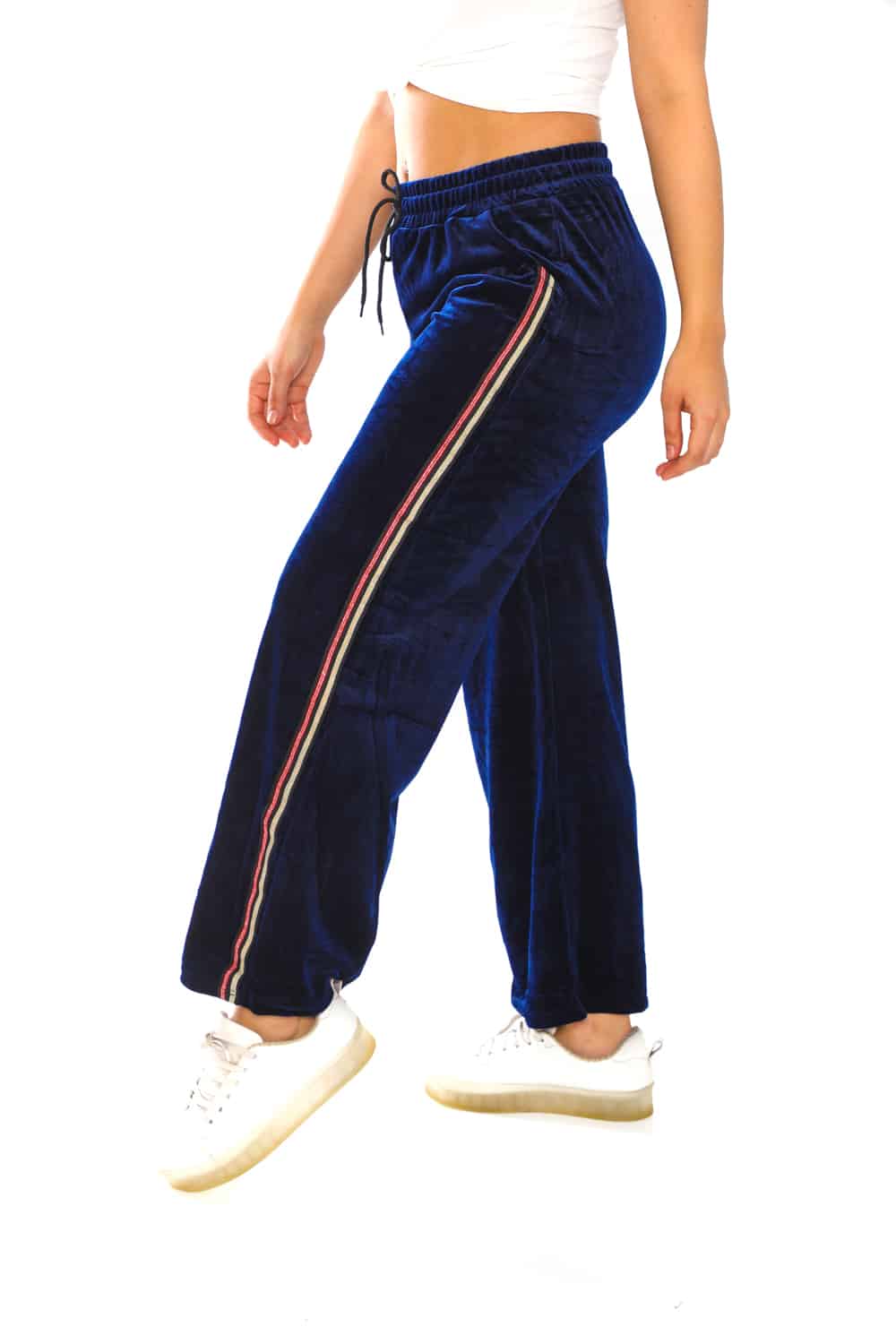 Women's Side Taping Velour Wide Pants - 34