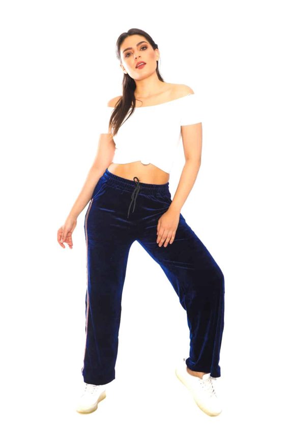 Women's Side Taping Velour Wide Pants - 37