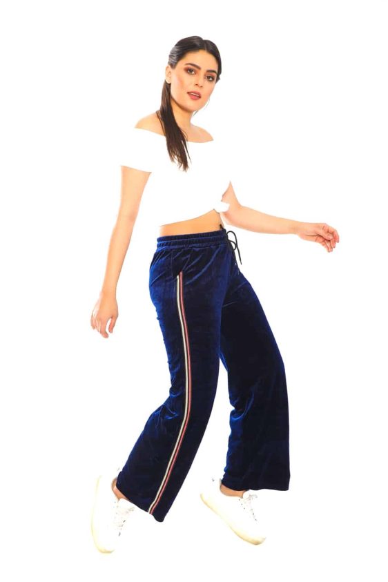 Women's Side Taping Velour Wide Pants - 38