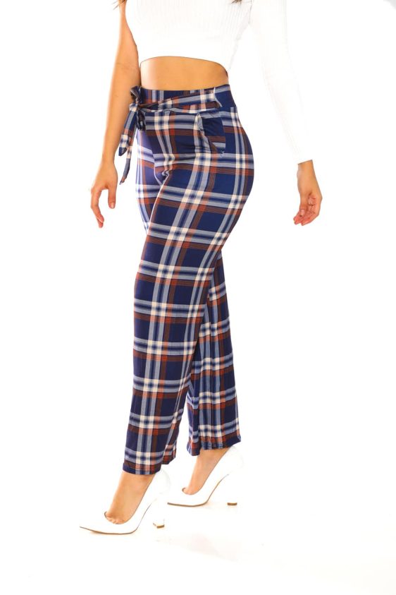 Plaid Pattern Wide Pants for Women - 5