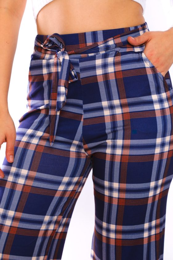Plaid Pattern Wide Pants for Women - 6