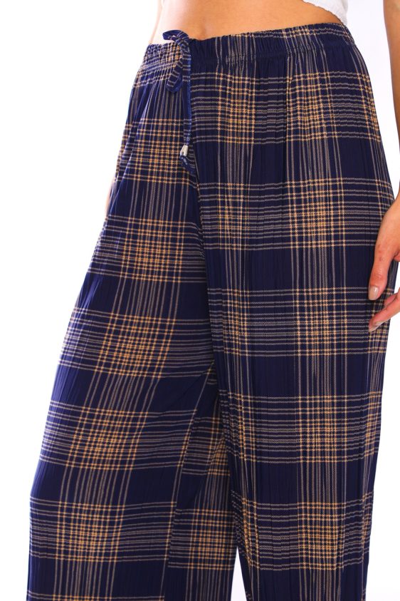 Navy Culotte Pants with Pleats - 6