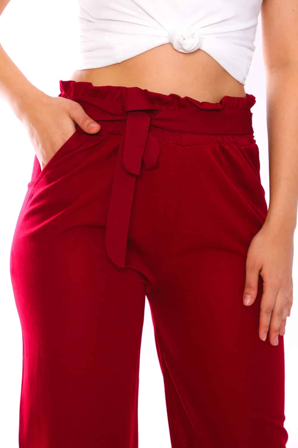 Women's Paper Bag Wide Pants - 8