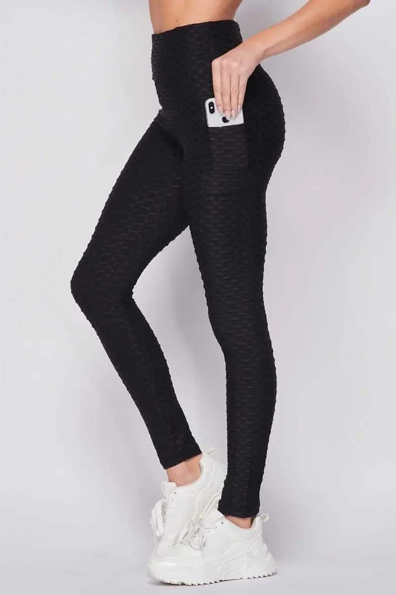 Scrunch Butt Textured High Waisted Plus Size Leggings with Pockets | USA  Fashion
