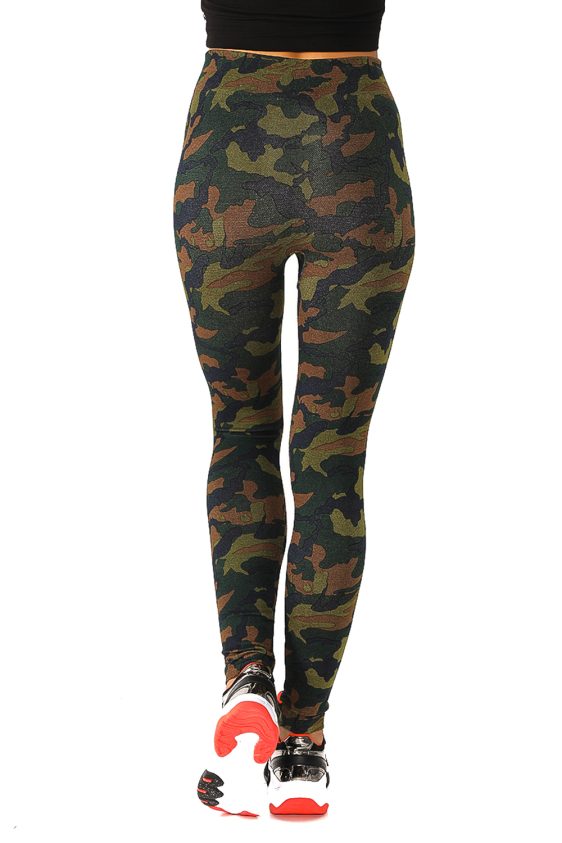 Denim Leggings with Camouflage Pattern - 5