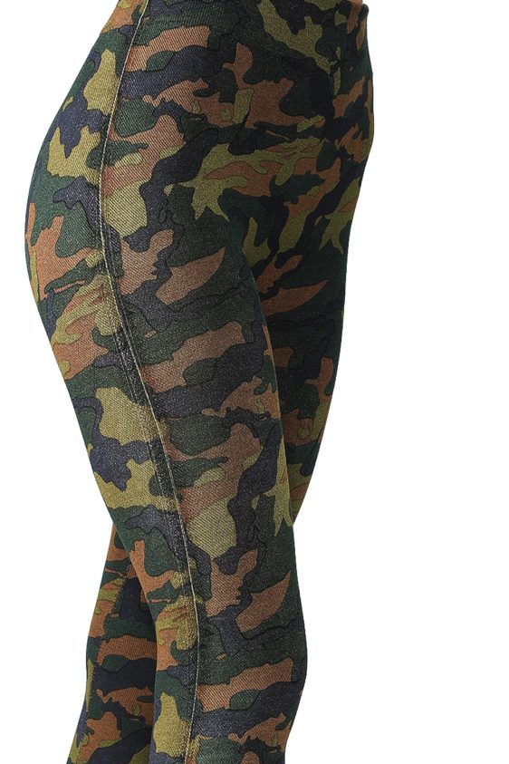 Denim Leggings with Camouflage Pattern - 6