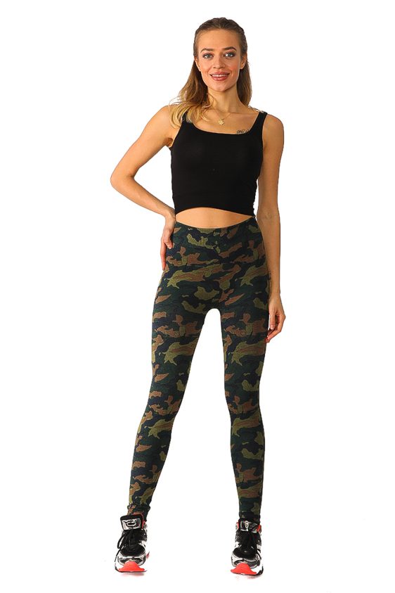Denim Leggings with Camouflage Pattern