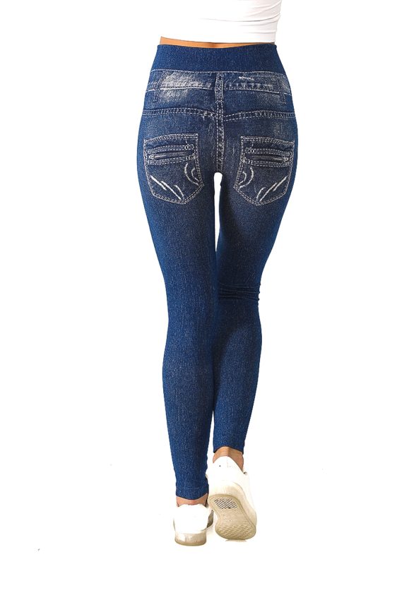 Denim Leggings with Faux Patches on Knees - 6