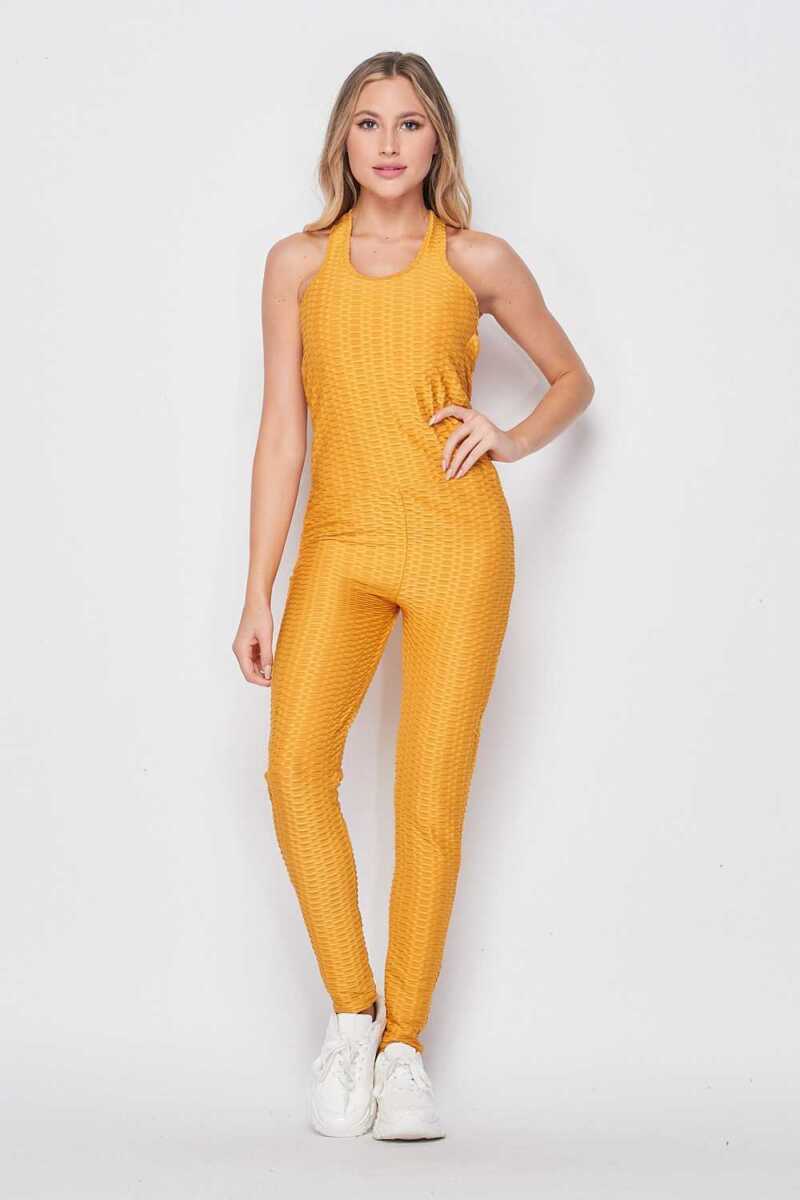 Activewear Solid Color Scrunched Butt Lift Honeycomb TikTok Jumpsuit - Its  All Leggings