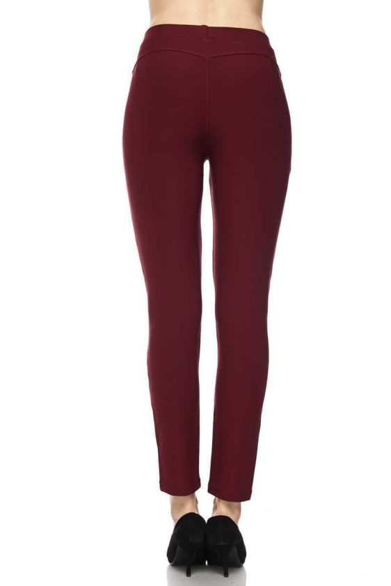 Solid Scuba Butt Lift Cola Pull On Skinny Pants - 2