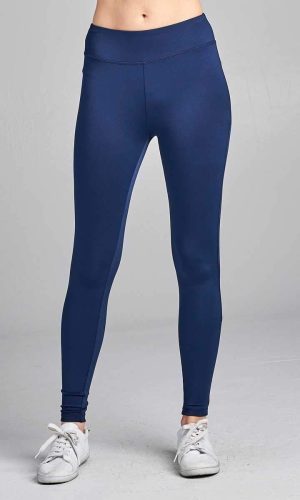 Solid Color 3 Inch High Waisted Track Active Skinny Leggings