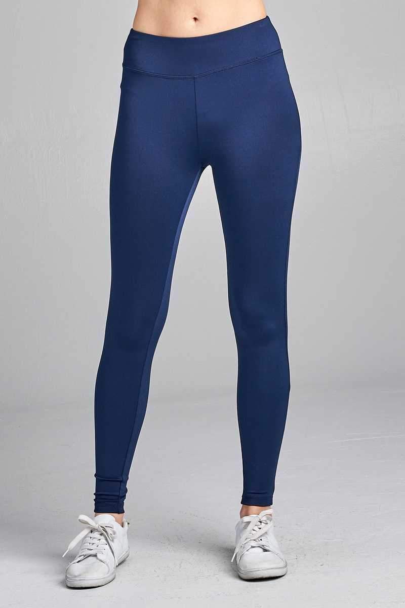 Solid Color 3 Inch High Waisted Track Active Skinny Leggings - Its