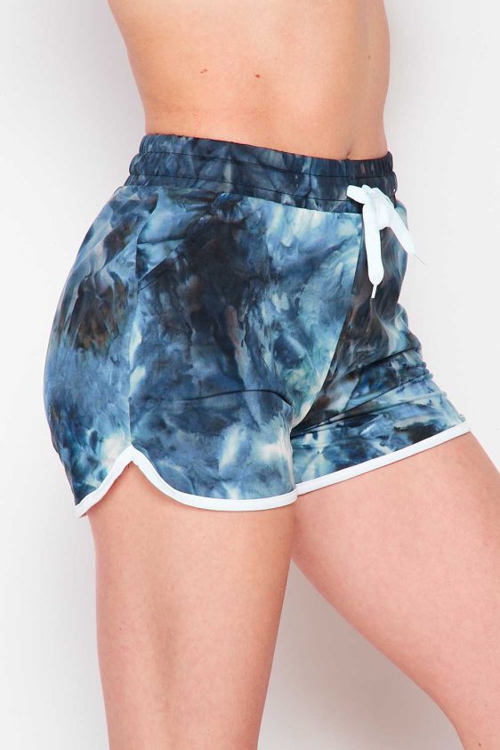 Tie Dye Function Drawstring Dolphin Short with Pockets