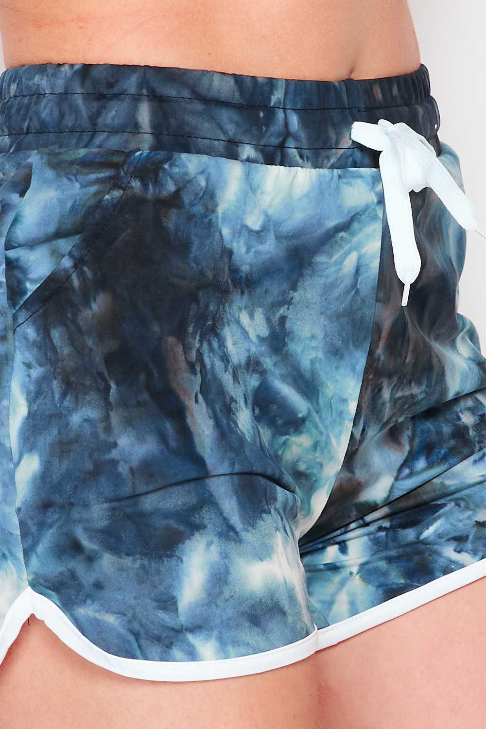 Tie Dye Function Drawstring Dolphin Short with Pockets