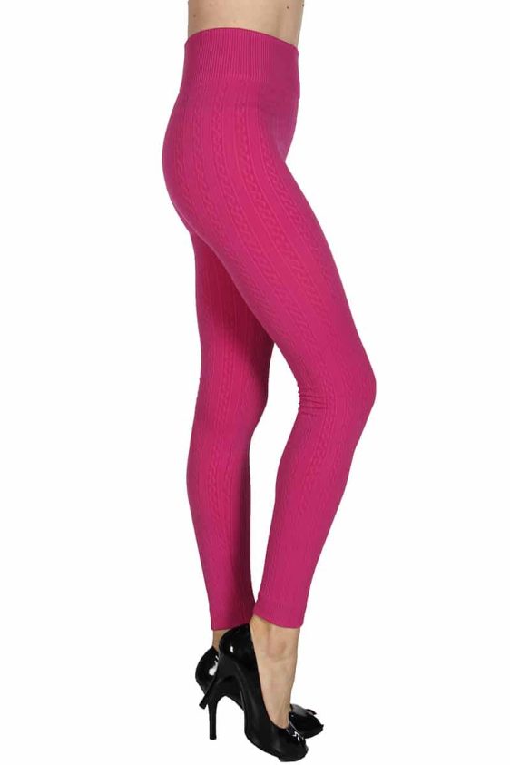 Solid Color 5 Inch High Waisted Fleece Lined Knit Leggings - 18
