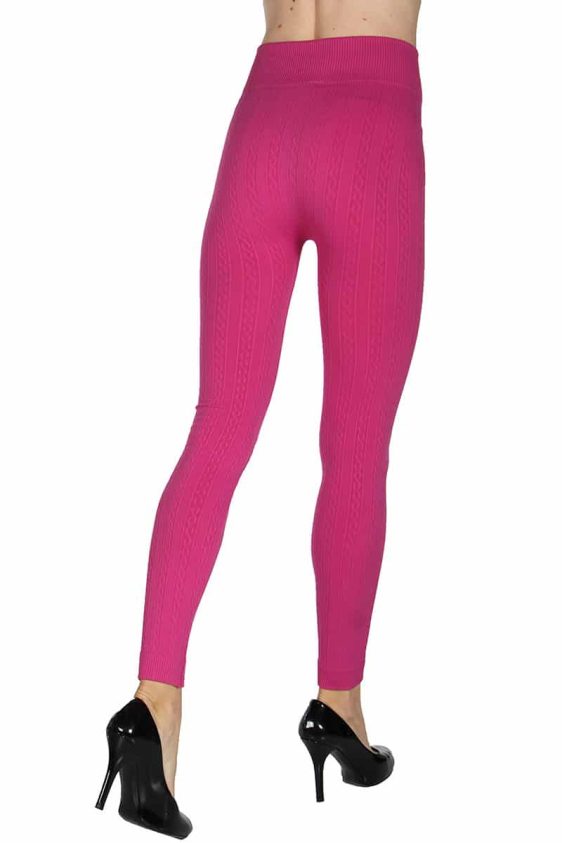 Solid Color 5 Inch High Waisted Fleece Lined Knit Leggings - 19