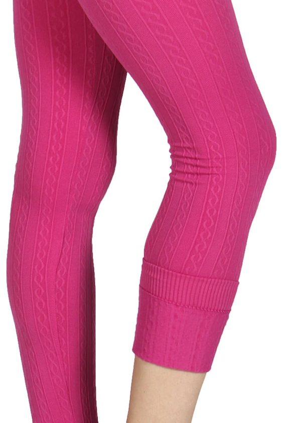 Solid Color 5 Inch High Waisted Fleece Lined Knit Leggings - 20