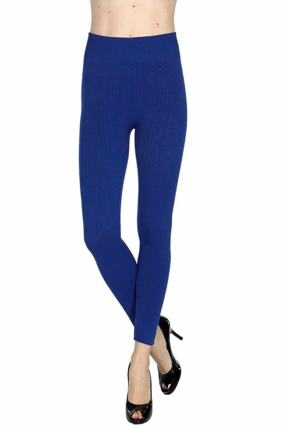 Solid Color 5 Inch High Waisted Fleece Lined Knit Leggings - 6