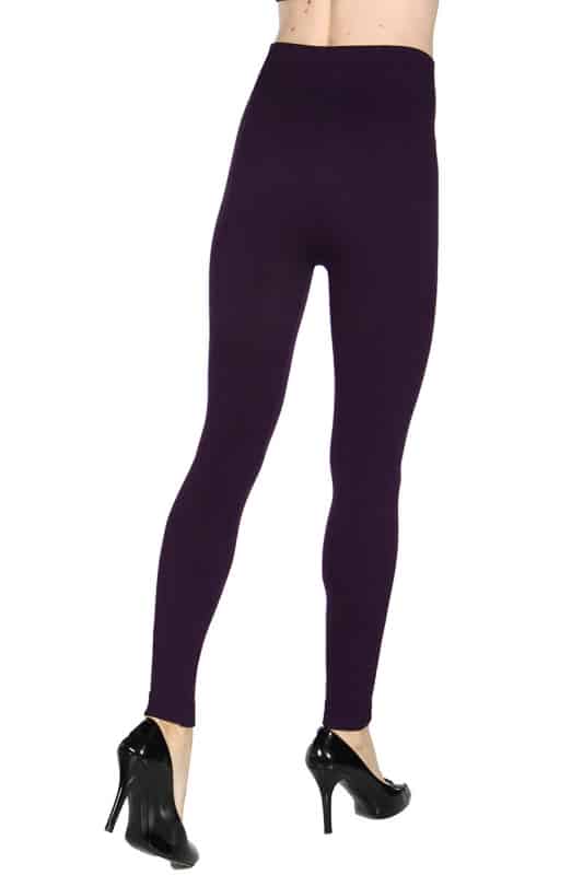 Solid Color 5 Inch High Waisted Fleece Lined Knit Leggings - 15
