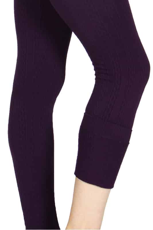 Solid Color 5 Inch High Waisted Fleece Lined Knit Leggings - 16